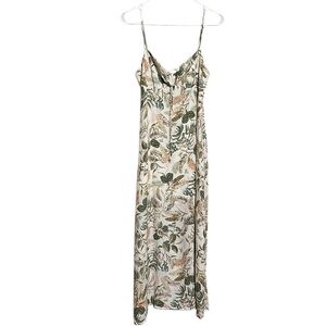 Olivaceous NWT Floral Palm Print  Maxi-Mni Dress with Spaghetti Straps Size S